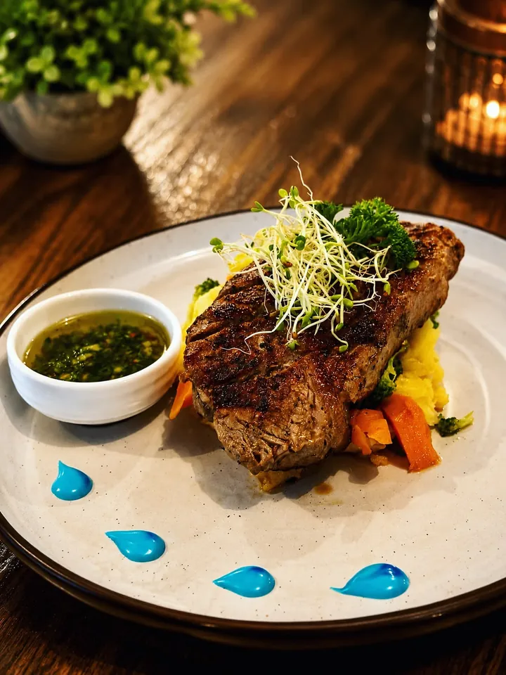Churrasco a la parrilla con chimichurri